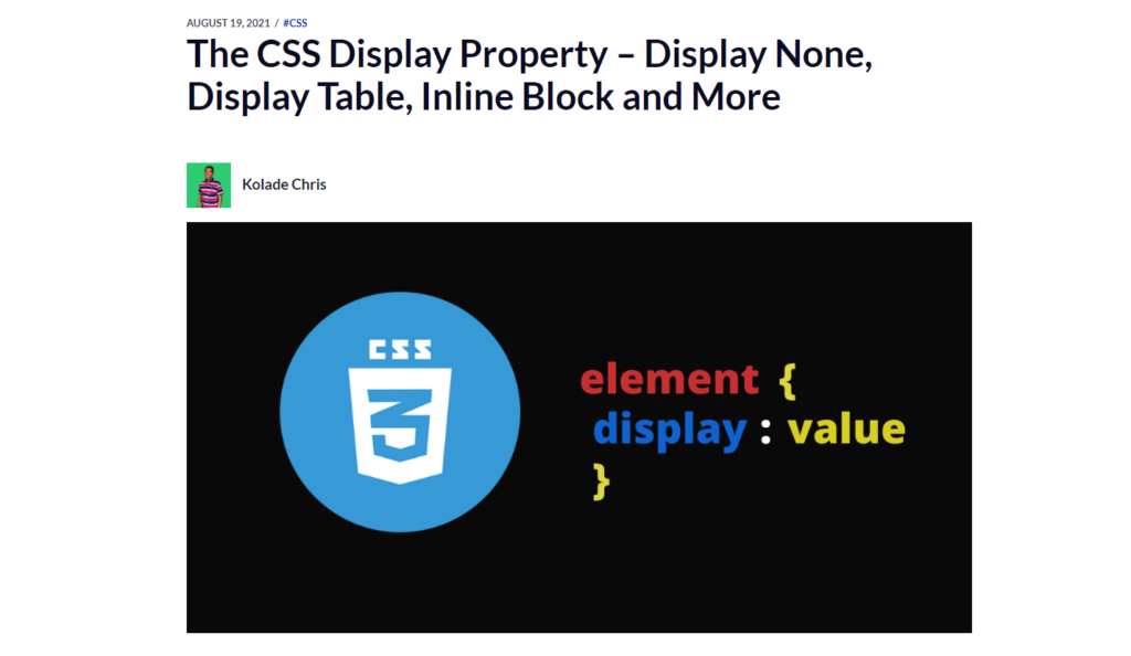 Freecodecamp the css display property
