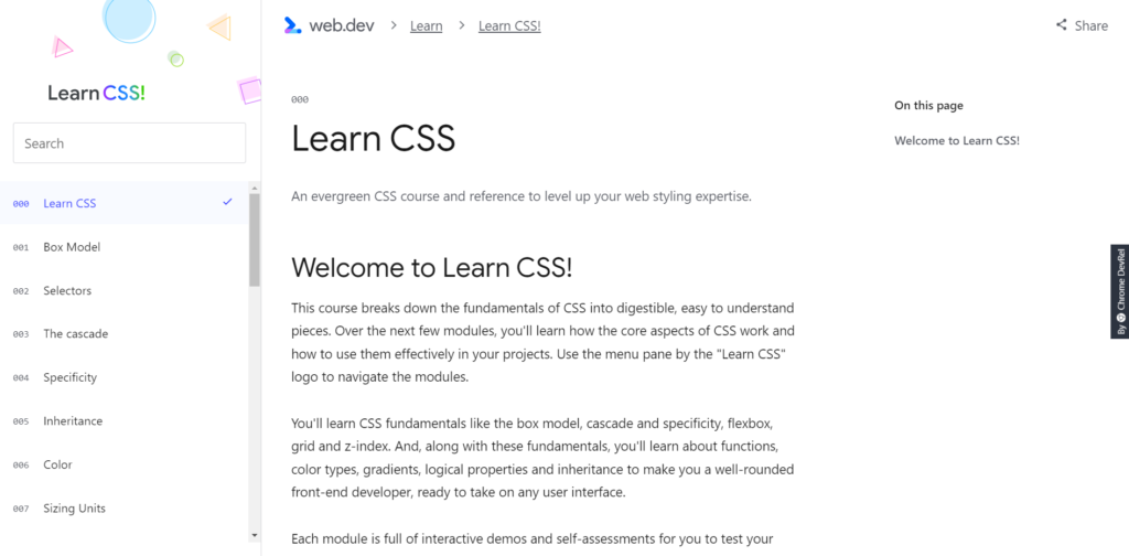 Web dev learn Css